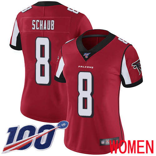 Atlanta Falcons Limited Red Women Matt Schaub Home Jersey NFL Football #8 100th Season Vapor Untouchable